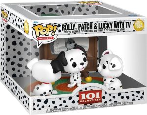 Funko s’inspire de l’univers du dessin animé Les 101 Dalmatiens de Walt Disney pour proposer une figurine Funko Pop mettant en scène Rolly, Patch et Lucky.