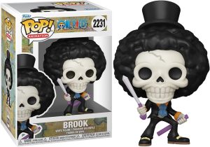 Brook arrive en Funko Pop One Piece. Musicien excentrique, chapeau noir et Soul Solid en main, prêt à défendre l’équipage de Luffy.