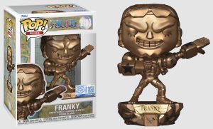 Lundi 12 janvier à 18h30, la collection One Piece passe un cap avec l’arrivée de Franky en version Bronze métallisé. Cette figurine Funko Pop ne se contente pas d’un simple traitement esthétique.