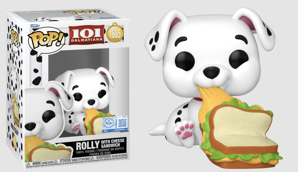 Rolly des 101 Dalmatiens débarque en Funko Pop Disney avec son sandwich au fromage.