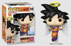 Figurine Funko Pop Goku Dragon Ball Z avec ailes blanches, finition floquée premium. Exclusivité Funko France à retrouver sur Team Pop Fr.
