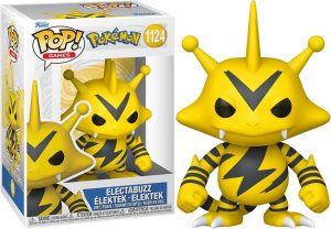Funko Pop Élektek Pokémon n°125 : figurine type Électrique avec design fidèle, peau jaune et éclairs noirs emblématiques.