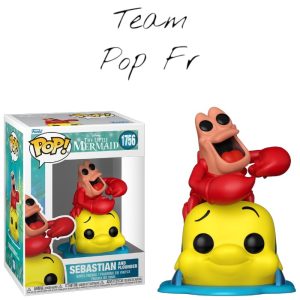 🚨 Disponible sur Team Pop Fr : la Funko Pop Sébastien sur le dos de Polochon, une scène emblématique de La Petite Sirène proposée à 16,00€.