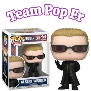 Comparez le prix de la Funko Pop Albert Wesker sur Team Pop Fr. Retrouvez l'antagoniste culte de Resident Evil en tenue noire et lunettes sombres.